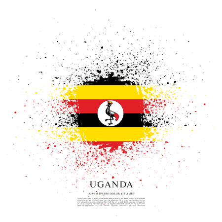 Flag of Uganda, brush stroke backgroundのイラスト素材