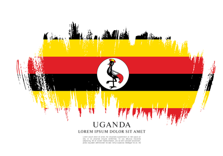 Flag of Uganda, brush stroke backgroundのイラスト素材