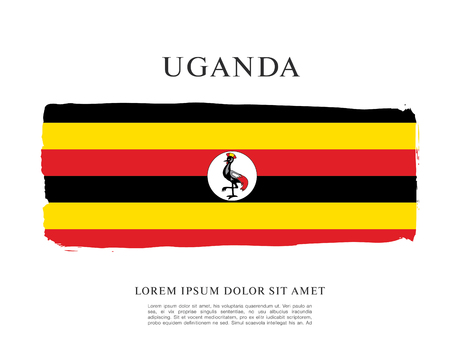 Flag of Uganda, brush stroke backgroundのイラスト素材