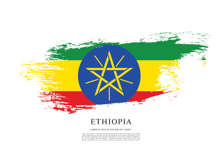 Flag of Ethiopia, brush stroke backgroundのイラスト素材