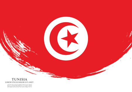 Flag of Tunisia, brush stroke backgroundのイラスト素材