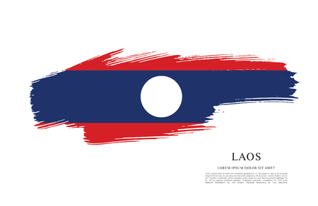 Flag of Laos, brush stroke backgroundのイラスト素材