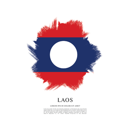 Flag of Laos, brush stroke backgroundのイラスト素材