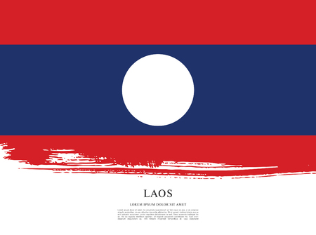 Flag of Laos, brush stroke backgroundのイラスト素材