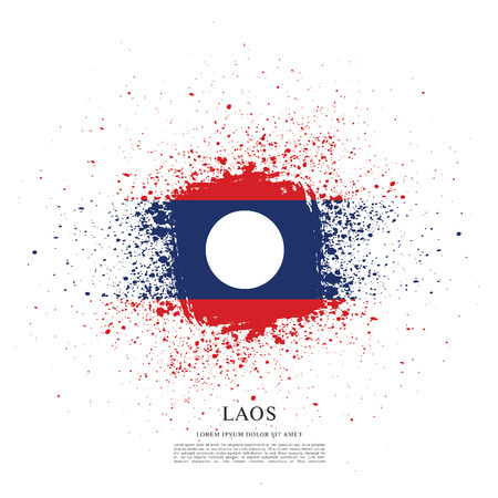 Flag of Laos, brush stroke backgroundのイラスト素材