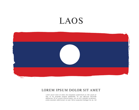 Flag of Laos, brush stroke backgroundのイラスト素材