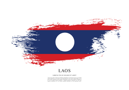 Flag of Laos, brush stroke backgroundのイラスト素材