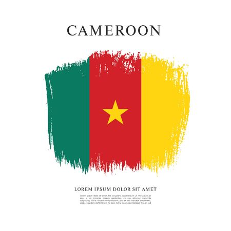 Flag of Cameroon, brush stroke backgroundのイラスト素材