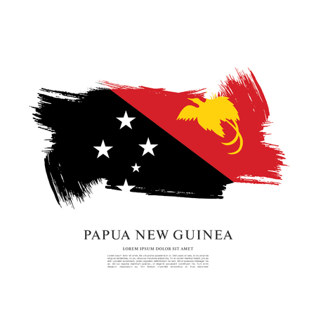 Flag of Papua New Guinea, brush stroke backgroundのイラスト素材