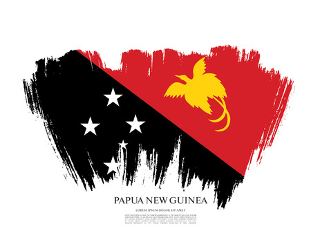 Flag of Papua New Guinea, brush stroke backgroundのイラスト素材