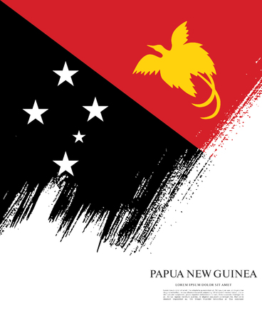 Flag of Papua New Guinea, brush stroke backgroundのイラスト素材