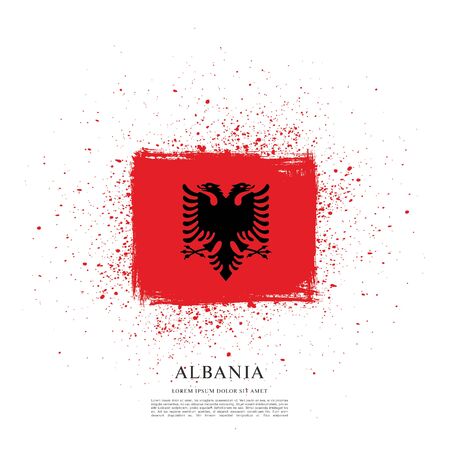 Flag of Albania, brush stroke backgroundのイラスト素材