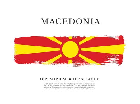 Flag of Macedonia, brush stroke backgroundのイラスト素材