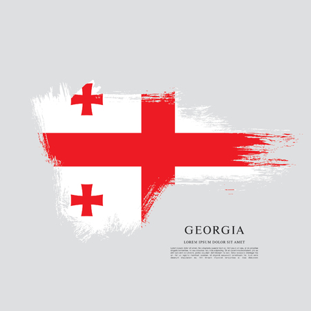 Flag of Georgia, brush stroke backgroundのイラスト素材