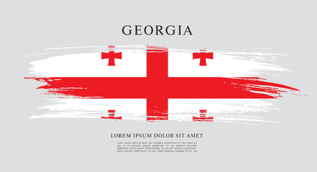 Flag of Georgia, brush stroke backgroundのイラスト素材
