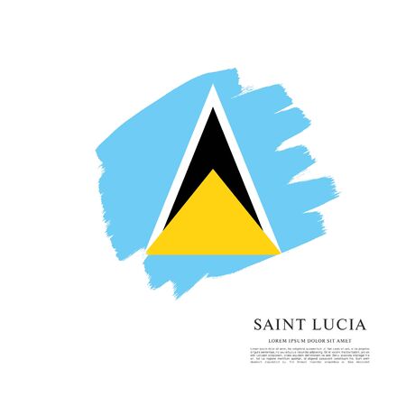 Flag of Saint Lucia brush stroke backgroundのイラスト素材