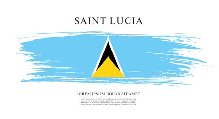 Flag of Saint Lucia brush stroke backgroundのイラスト素材