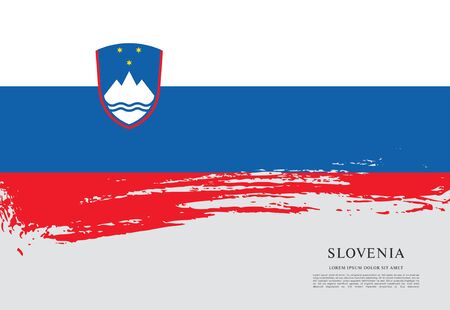 Flag of Slovenia brush stroke backgroundのイラスト素材
