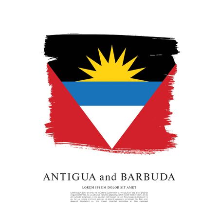 Flag of Antigua and Barbuda brush stroke backgroundのイラスト素材