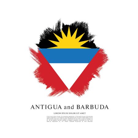 Flag of Antigua and Barbuda brush stroke backgroundのイラスト素材