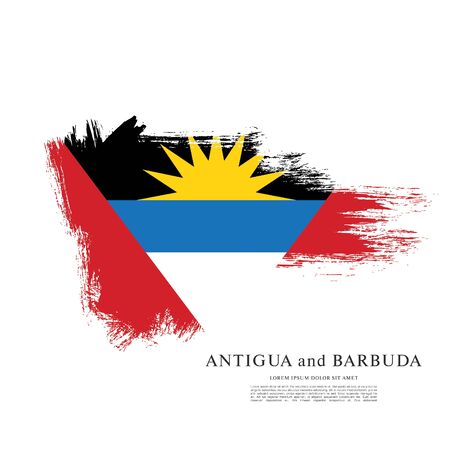 Flag of Antigua and Barbuda brush stroke backgroundのイラスト素材