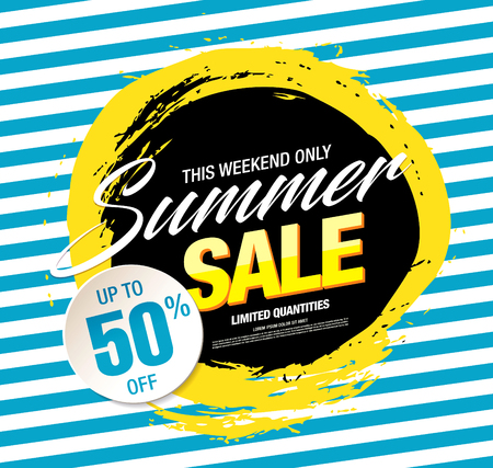 Summer sale template banner, vector illustrationのイラスト素材