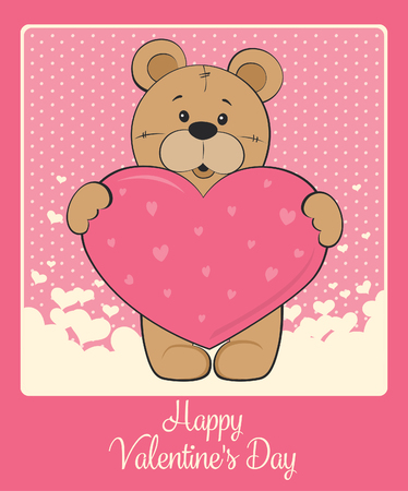 cute teddy bear with a heartのイラスト素材