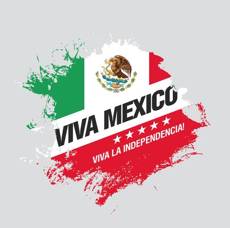 Mexican vector banner layout design. Mexican translation of the inscription: Viva Mexico. Happy independence dayのイラスト素材
