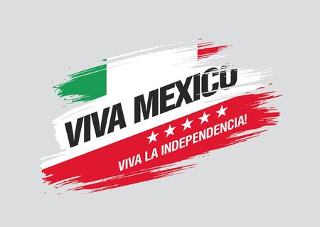 Mexican vector banner layout design. Mexican translation of the inscription: Viva Mexico. Happy independence dayのイラスト素材