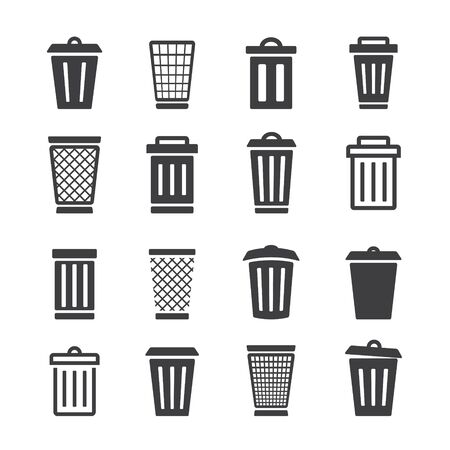 trash can icons set vector illustrationのイラスト素材
