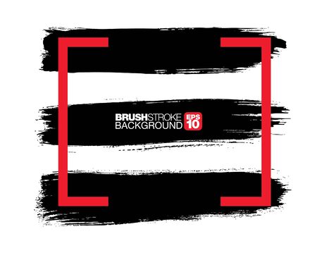 set of black vector brushstrokes frame background, vector illustrationのイラスト素材