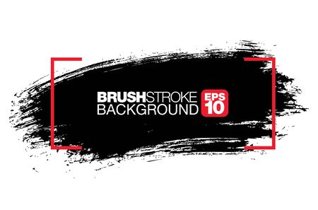 black vector brushstroke frame background, vector illustrationのイラスト素材