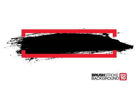 black vector brushstroke frame background, vector illustrationのイラスト素材