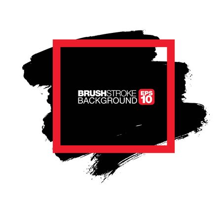 black vector brushstroke frame background, vector illustrationのイラスト素材