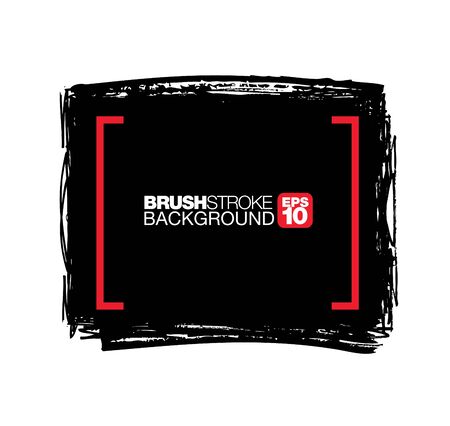 black vector brushstroke frame background, vector illustrationのイラスト素材