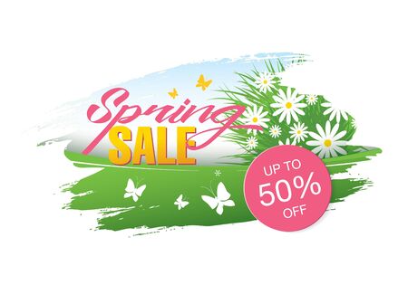 spring sale banner layout template design, vector illustrationのイラスト素材