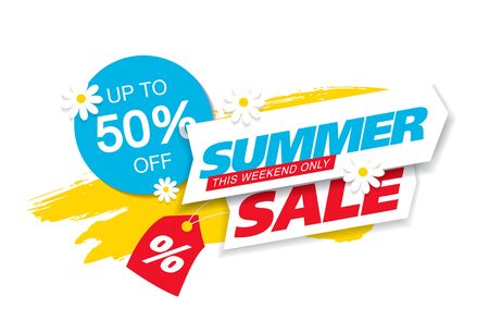 summer sale banner layout template design, vector illustrationのイラスト素材