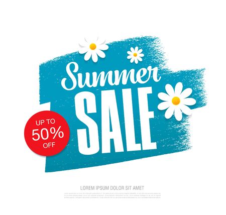 summer sale banner layout template design, vector illustrationのイラスト素材