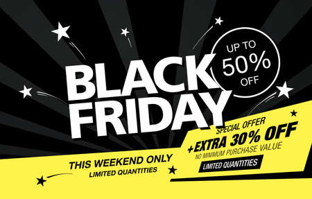 black friday sale banner layout design, vector illustration