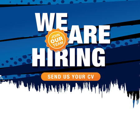 We are hiring banner design template. We are hiring lettering.のイラスト素材