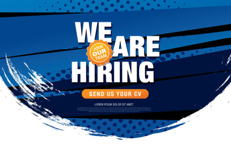 We are hiring banner template design with grunge brush stroke. Vector illustrationのイラスト素材