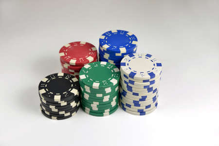 Stack of colorful poker chipsの写真素材