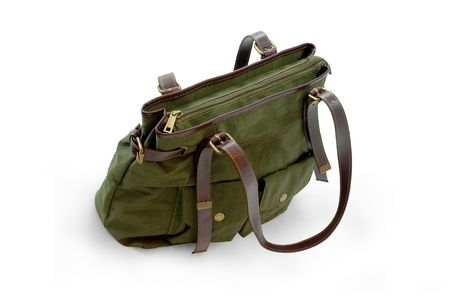 Green Woman purse (hand-bag) isolatedの写真素材