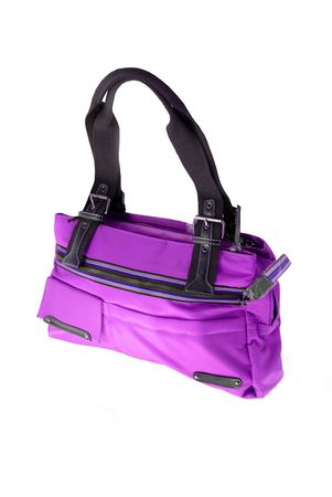 Violet woman purse (hand-bag) isolatedの写真素材