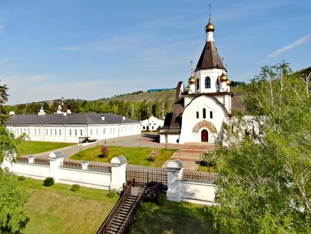 View of the Church of the Icon of the Mother of God of the Mother of God of the Assumption Monastery in the city of Krasnoyarskの写真素材