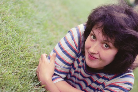 a young woman on the meadow
