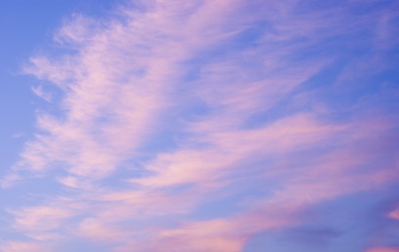tender pink clouds on a blue sky