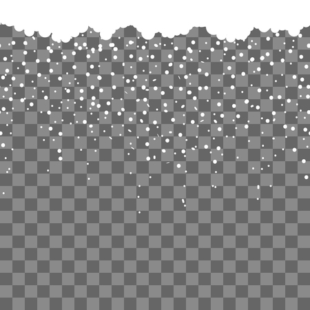 Falling snow seamless. Falling beautiful snow isolated on transparent background. Snowflakes, snowfall vector illustration.のイラスト素材