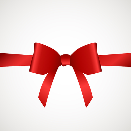 Red ribbon with bow on a white background. Vector illustration.のイラスト素材