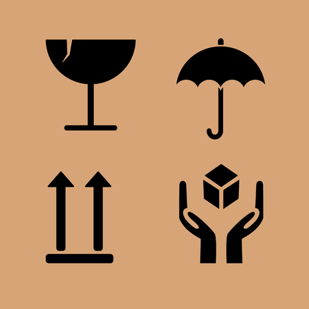 Fragile symbol on cardboard background. Vector illustrationのイラスト素材